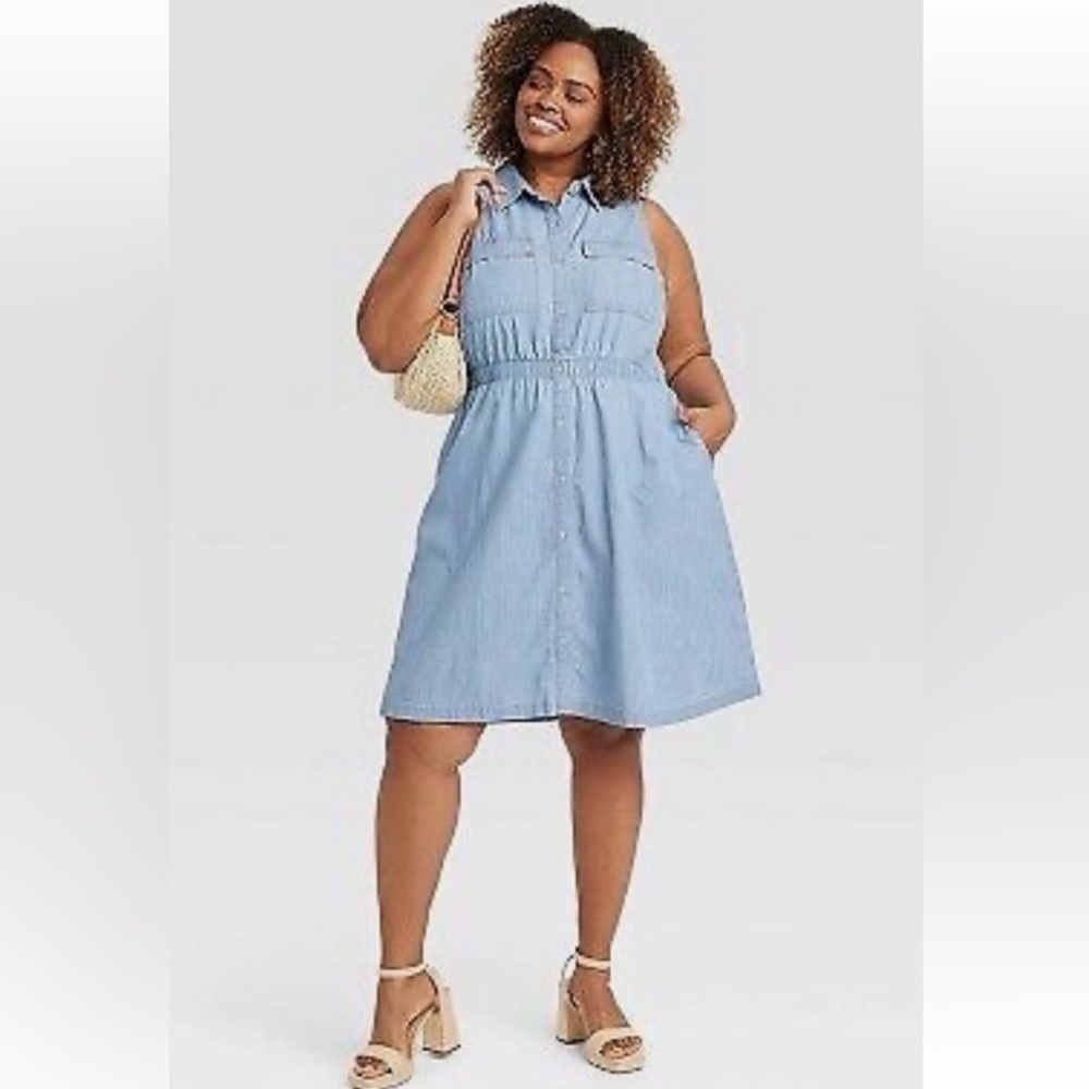 NWT Chambray Button Up Dress